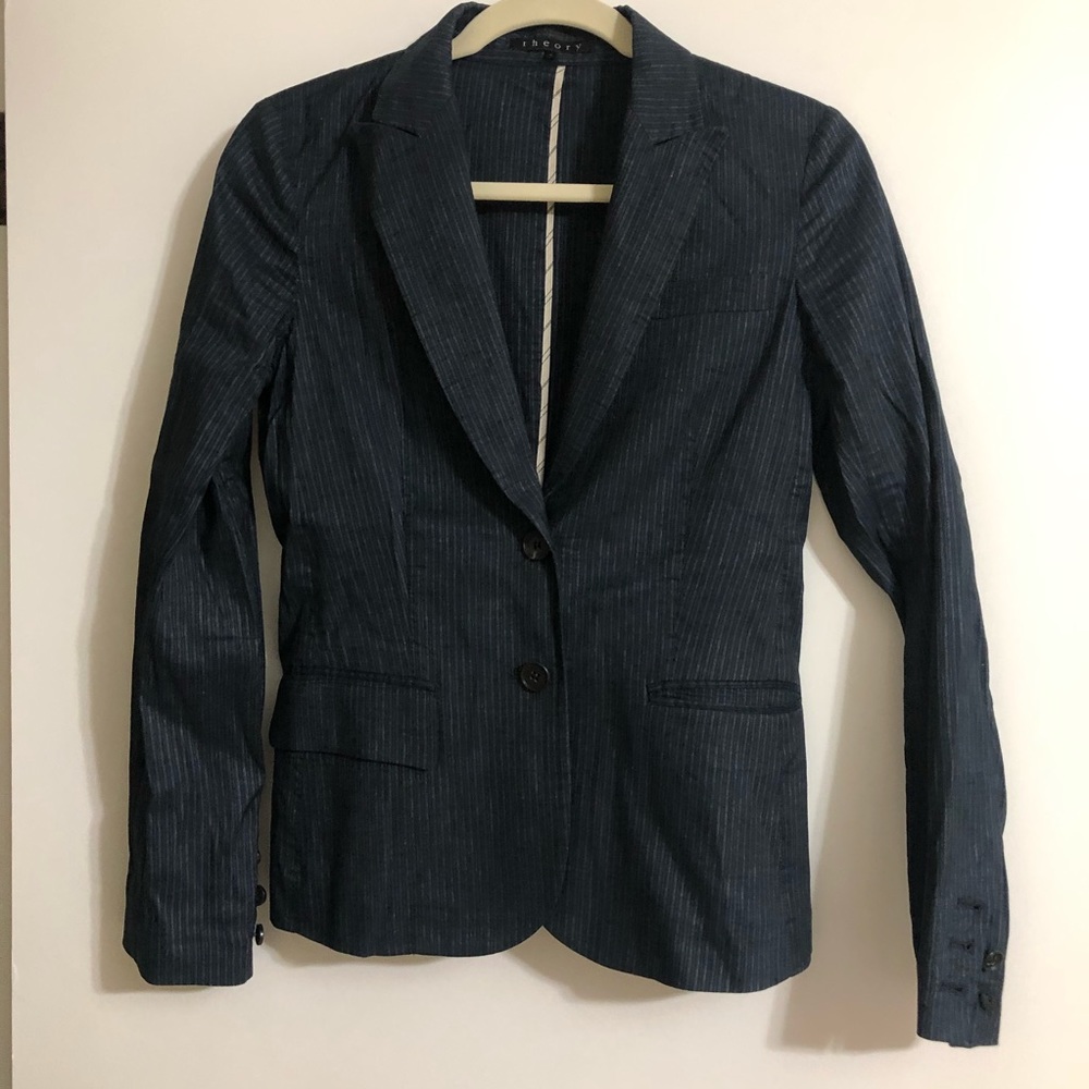 Theory pinstripe navy suit